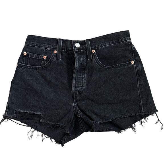 Levi's 501 Original Fit High Rise Button Fly Denim Shorts in Lunar Black Size 26 - Picture 6 of 10